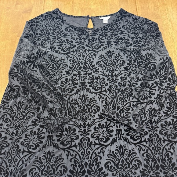 Cato top womens 14/16 black floral velvet burnout whimsigoth witchy gothic tunic - Picture 3 of 11